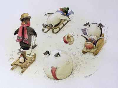 Penguins Sledging, 1999 by Kestutis Kasparavicius